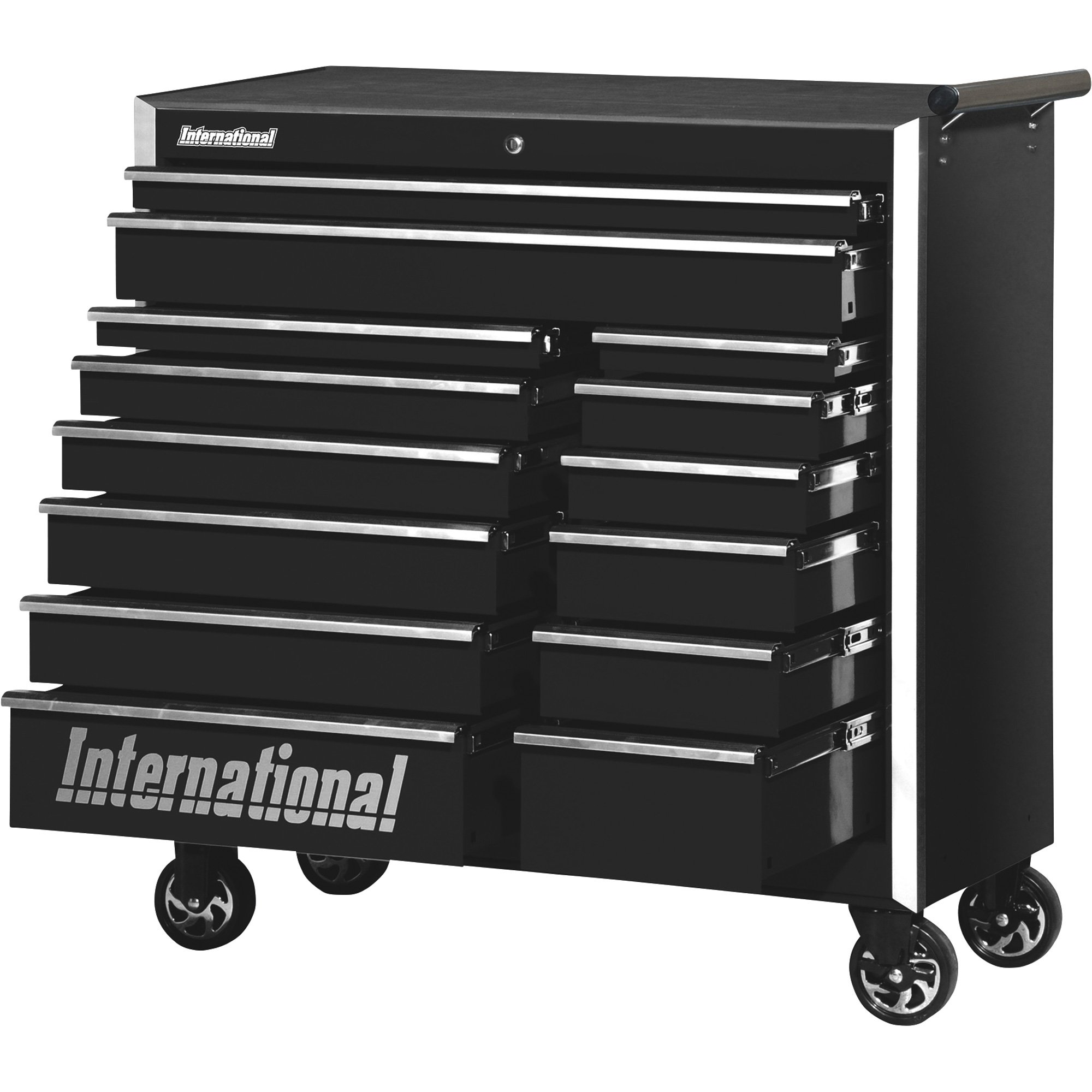 International Professional Series 42in. 14-Drawer Rolling Tool Cabinet — 41 5/8in.W x 18 3/4in.D x 42 3/8in.H, Model# PRB-4214BK